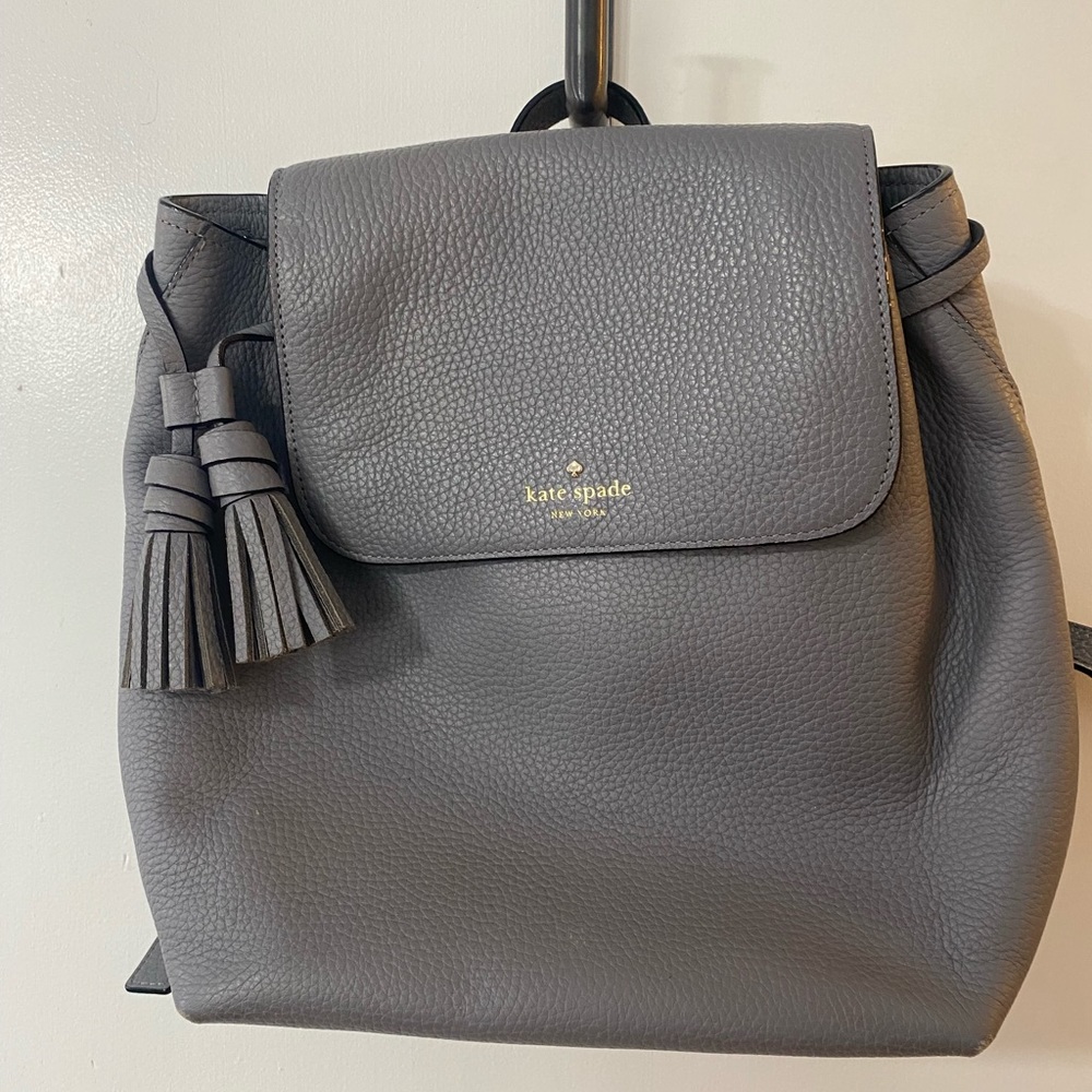 Kate Spade Grey Leather Backpack Purse